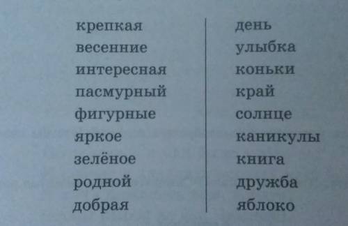 К словам из левего столбика подберите подходящие по смыслу и форме (роду и числу ) слова из правого