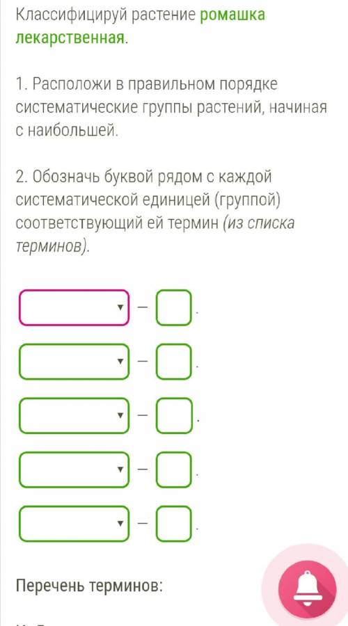 классифицируйте растение ромашка лекарственная