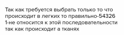 ЭТО Установите соответствие между процессами, происходящими в легких и тканях человека при газообмен