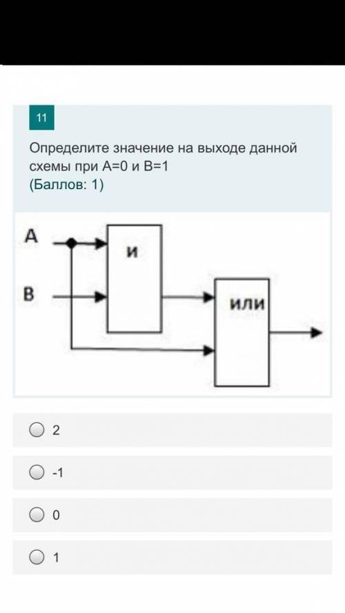 Определите значение на выходе данной схемы при А=0 и В=1