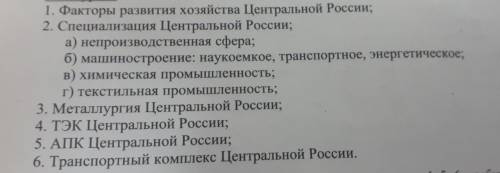 Характеристика центрального района по плану