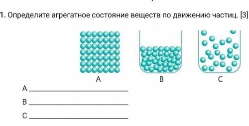 Определите агрегтное состояние веществ по движению частиц​