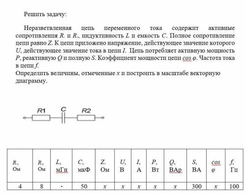 Решить задачу: Неразветвленная цепь переменного тока содержит активные сопротивления