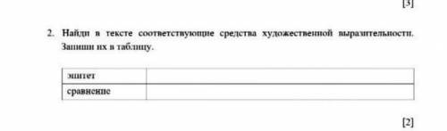 Найди в тексте соответсвующие средства художественной выразительности. Запишите их в таблицу