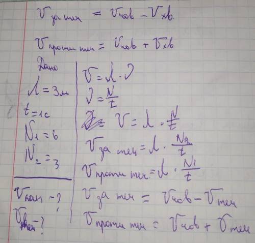 Λ=3м, t=с ,N =6, N=3 знайти U катера і U течії Продовжіть будь ласка задачу​