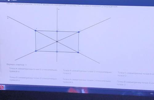 ABCD-прямоугольник, точка Eявляется серединой стороны AD. Укажите верные утверждения.пож