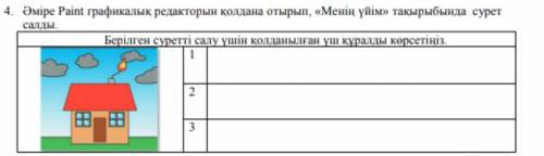 Берілген суретті салу үшін қолданылған үш құралды көрсетіңіз