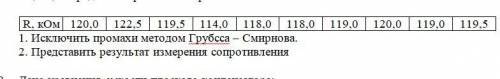 Даны отсчеты значений сопротивления R полученные приборов известного класса точности с/d = 1,5/0,5.