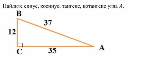 Найдите синус, косинус, тангенс, котангенс угла А​