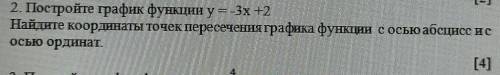 2. Постройте график функции y = -3х +2 Найдите координаты точек пересечения графика функции с осью а