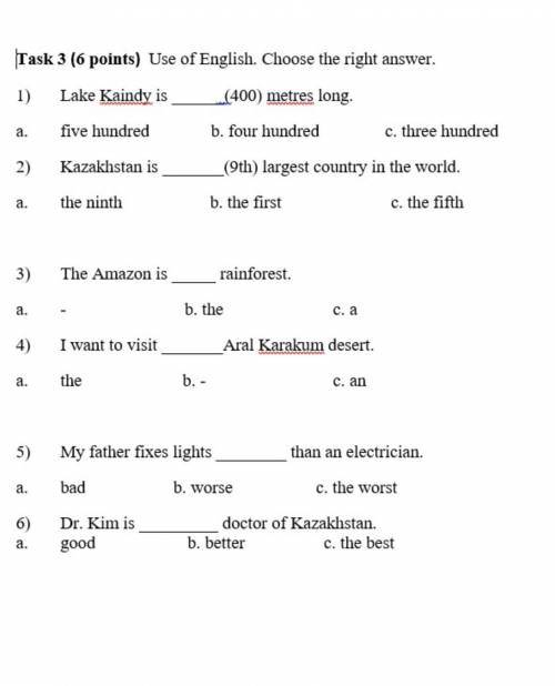 Use of english . Choose the right answer