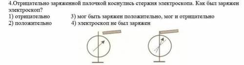 Отрицательно заряженной палочкой коснулись стержня электроскопа. Как был заряжен электроскоп? 1) отр