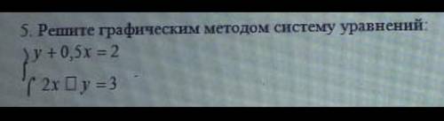 Решите графическим методом систему уравнений:{ y+0,5x = 2 }{ 2х_у=3 }​