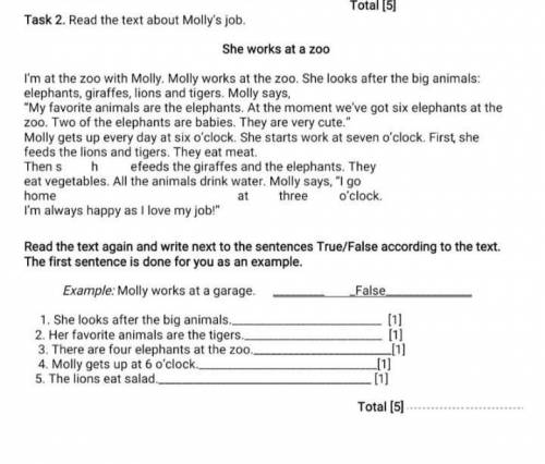 Task 2. read the text about molly's job.​