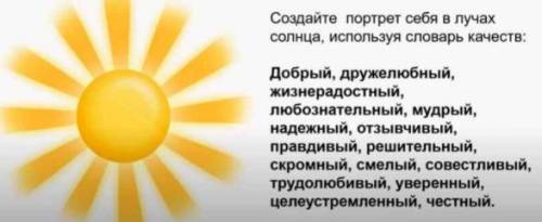 Посмотри видео к уроку. Запиши в тетради число и тему урока: «Быть самим собой». Нарисуй солнце и на