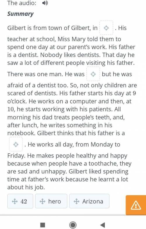 A day at parents’ work Listen to the audio and complete the summary with missing words.The audio:Sum