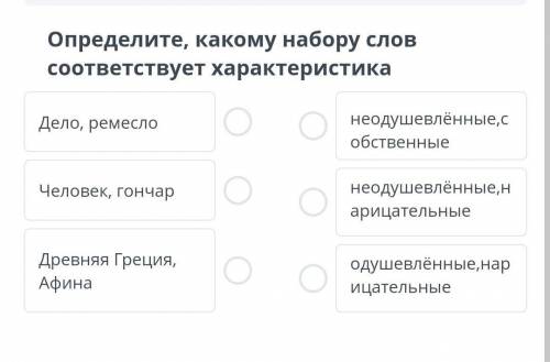 Опреледите, какому набору слов соответсвует характеристика ​