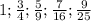 1; \frac{3}{4} ; \frac{5}{9} ; \frac{7}{16} ; \frac{9}{25}