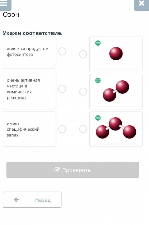 это химия 8 класс в билимленде озон укажи соответствие является продуктом фотосинтеза, очень активна