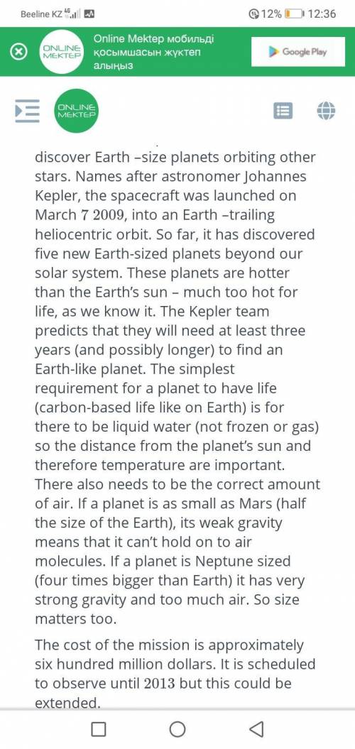 C)carbon-based B)size D) frozen water A) weak gravity