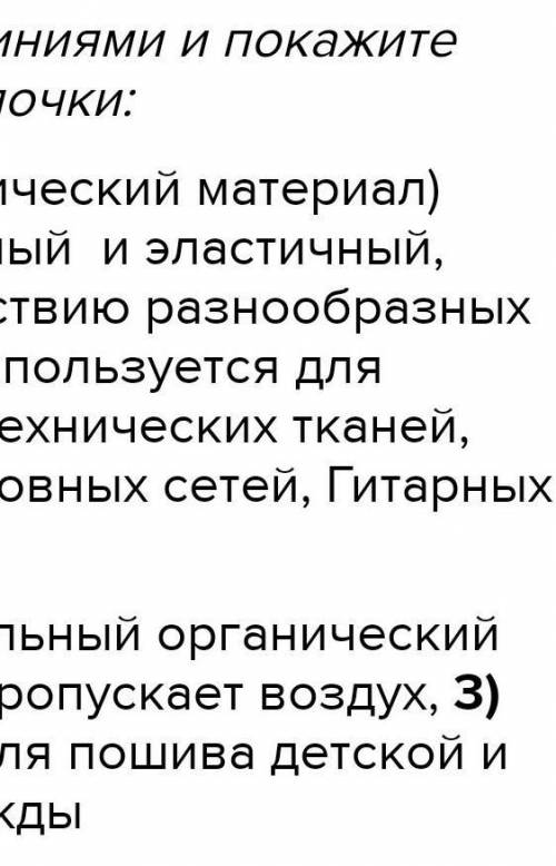 а) Соедините линиями и покажите логические цепочки: «материал- свойства материала-применение» Капрон