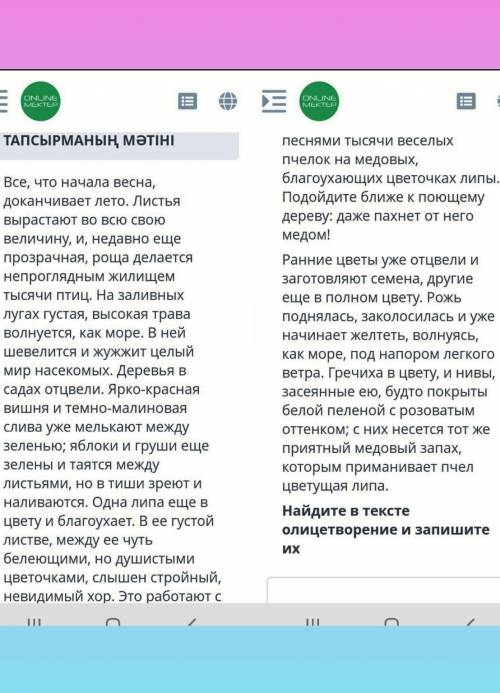 Найдите в тексте олицетворение и запишите ( )​