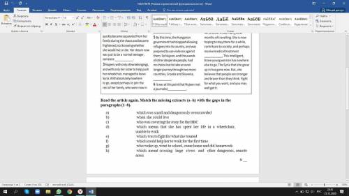 Read the article again. Match the missing extracts (a–h) with the gaps in the paragraphs (1–8). a) w