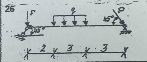 Техническая механика. определить реакцию полученных системF=10кн, P=20кн, q=3кн/м, М=20кн.