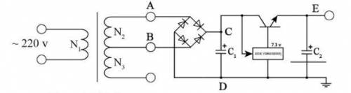 Дана схема, трансформатор. Вычислить напряжение Udc и Ued. Из блока управления выходит 7.3v на кремн