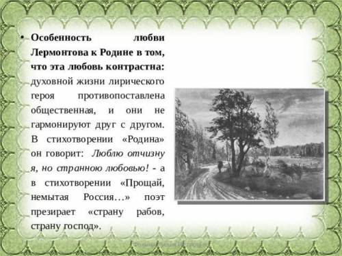 Что представляет собой Родина в стихотворении Лермонтова Родина?​