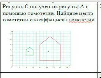 Ресунок С получен с ресунка А с гамотетии найдите центр и кафициент гамотетии​