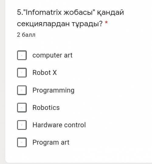 Из каких секций состоит проект infomatrix​