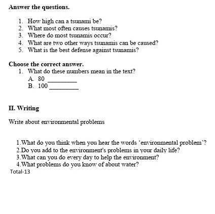 1. How high can a tsunami be? 2. What most often causes tsunamis?3. Where do most tsunamis occur?4.