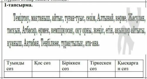 Тест тапсырмасы 1. Біріккен сөзді тап.А) Талдықорған В) Ашық ауыз С) бес дәптер Д) қоңыр ала Е) тісі