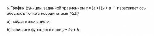 График функции, заданной уравнением y = (a +1)x + a −1 пересекает ось абсцисс в точке с координатами