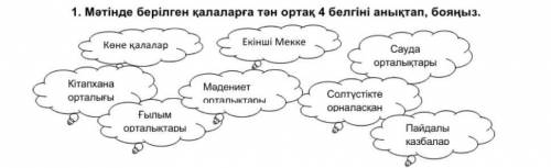 Оқылым. Мәтінді мұқият оқыңыз .           Отырар,Тараз, Сайрам (Исфиджаб),Түркістан (Ясы),Суяб,Балас