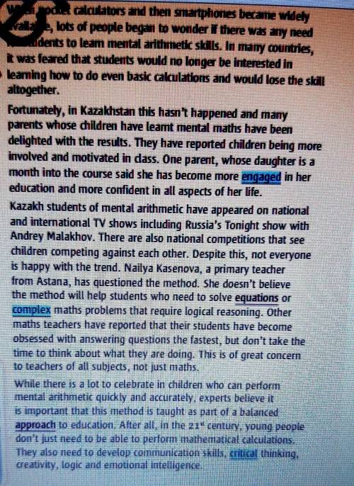 1. In mental maths, students are taught? a.how to work out maths problems on paper b.how to work ou