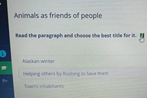 Read the paragraph and choose the best title for it. Alaskan winterHelping others by Rushing to Save