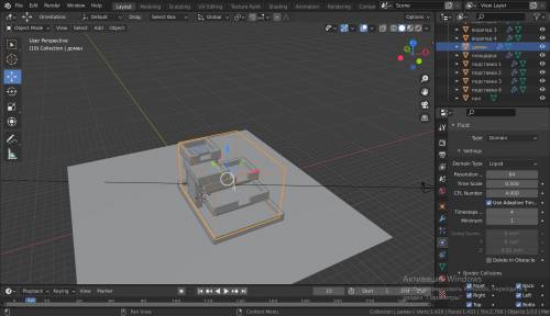 Blender Жидкость не вытекает из куба Был такой порядок действий: создал домен, затем создал куб из к