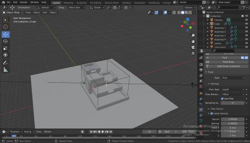 Blender Жидкость не вытекает из куба Был такой порядок действий: создал домен, затем создал куб из к