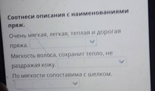 Соотнесите описание с наименованиями пряжи очень мягкая легкая теплая дорогая пряжа мягкость волоса