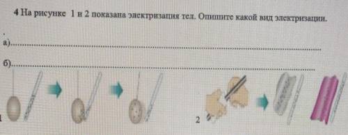 На рисунке 1 и 2 показана электризация тел. Опишите какой вид электризации.​
