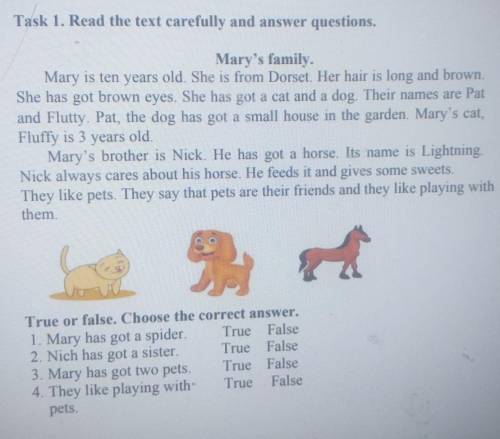 Task 1. Read the text carefully and answer questions. Mary's family.Mary is ten years old. She is fr