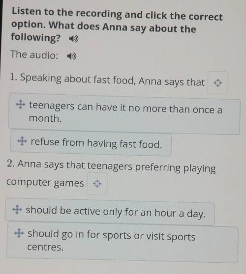 Listen to the recording and click the correct option. What does Anna say about the following? 1.Spea