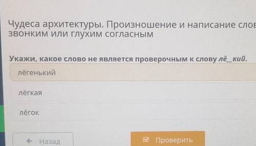 Чудеса архитектуры. Произношение и написание слов с парным звонким или глухим согласнымУкажи, какое