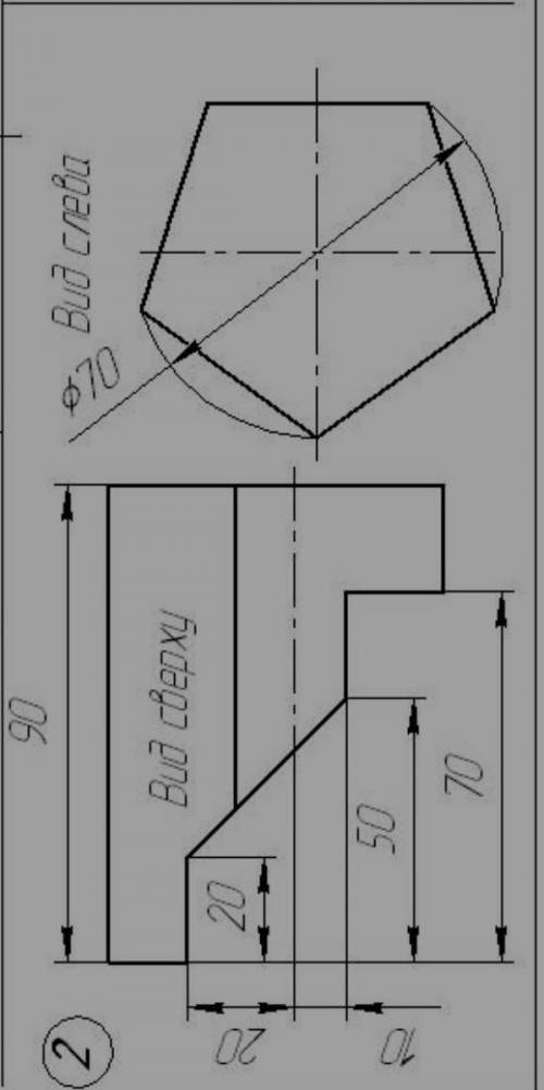 По заданным двум видам построить третий так, чтобы линия пересечения призмы с фигурным срезом была в