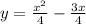 y = \frac{ {x}^{2} }{4} - \frac{3x}{4} \\