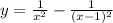 y=\frac{1}{x^{2} } -\frac{1}{(x-1)^{2}}