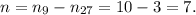 n=n_9-n_{27}=10-3=7.