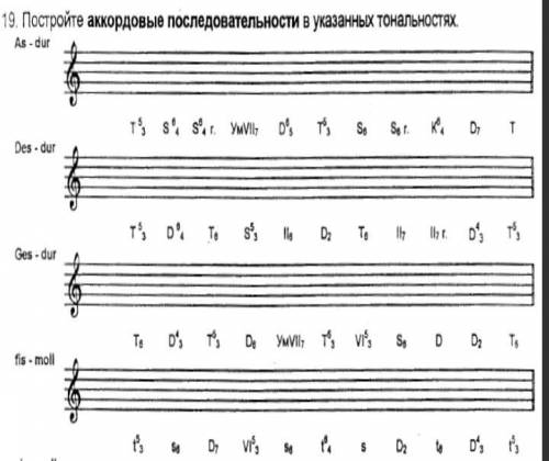 Постройте аккордовые последовательности в указанных тональностях